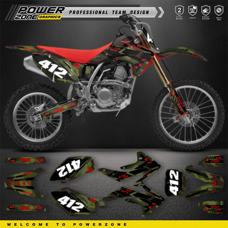 PowerZone Custom Graphics Decals Stickers Kit For HONDA CRF150R 2020-2007 CRF150cc Motocycle Name Number Custom