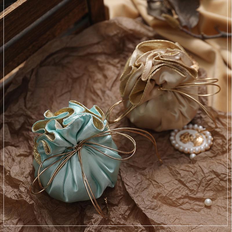 Роскошная упаковка Бархатный мешочек на шнурке Шелковый подарочный пакет для ювелирных изделий Свадебные конфетные коробки с жемчужной нитью Декор Сувенирный пакет Упаковка