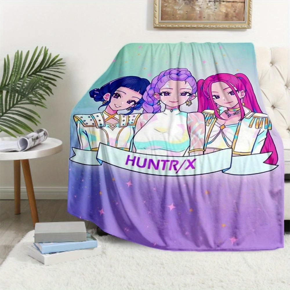 1Pc HUNTR/X Print Flannel Blanket, High quality Digital Printing, Comfortable for All Seasons, Home DecorGifts821033