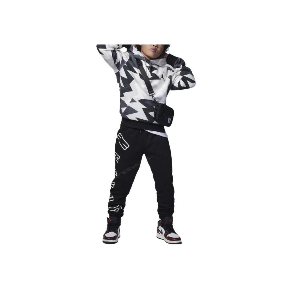 Jordan MJ Flight MVP махровые брюки с буквенным принтом и манжетами на завязках повседневные брюки детские брюки черного цвета FV2819-010