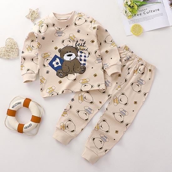 Winter Kids Long Sleeve O Neck T Shirt Pants Set Casual Baggy 2pcs Suit Cotton Cartoon Printes Outfit