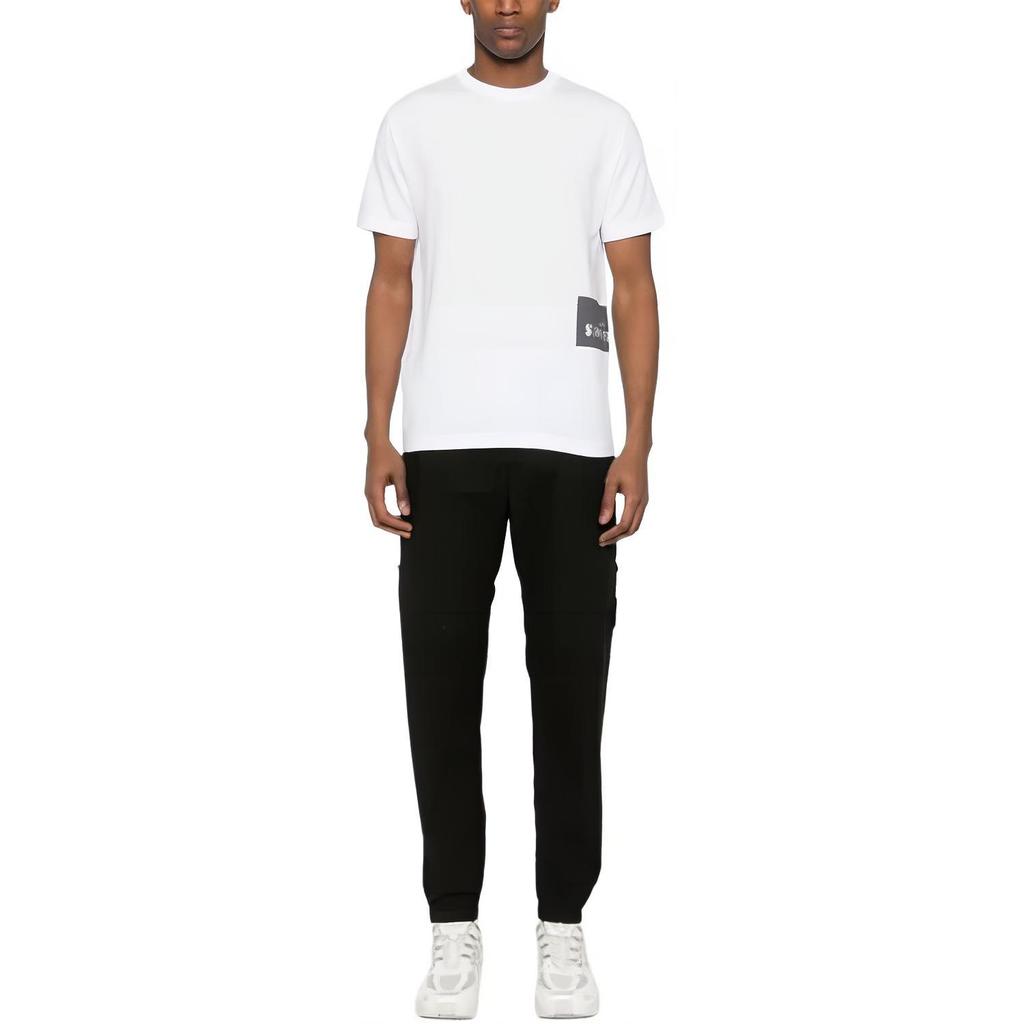 STONE ISLAND Однотонная футболка с круглым вырезом и короткими рукавами Мужские топы Белый 80152NS84-V0001