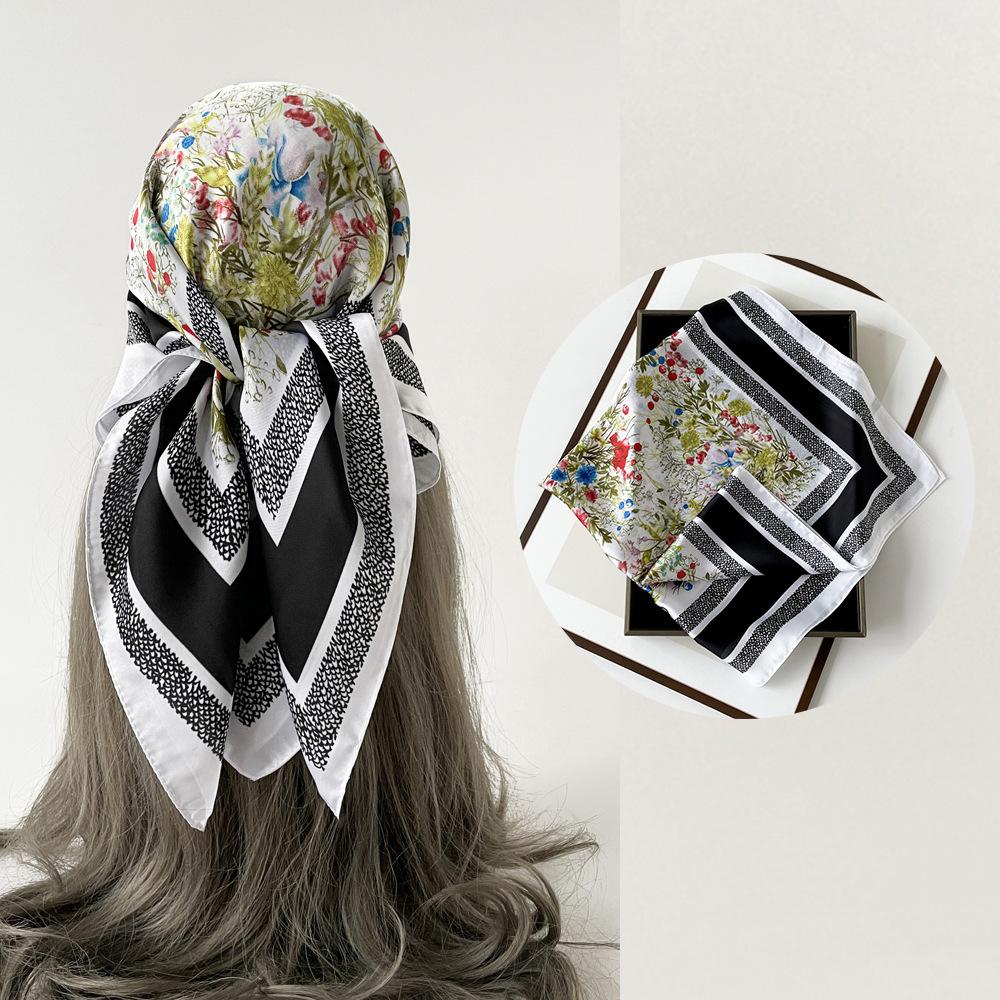 Весенне-летний атласный длинный шарф для женщин, солнцезащитная шаль, модный атласный длинный шарф для красоты, универсальный дорожный шарф