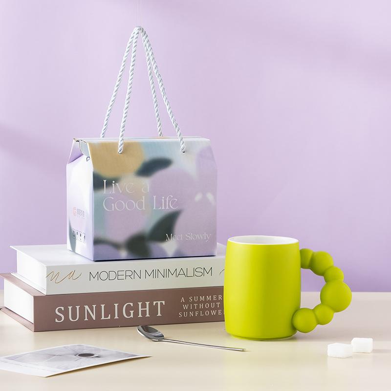 Кружка с цветной глазурью высокой ценности для жизни, подарочная коробка для мероприятия, кофейная чашка в стиле инс, чашка для воды, свадебный сувенир