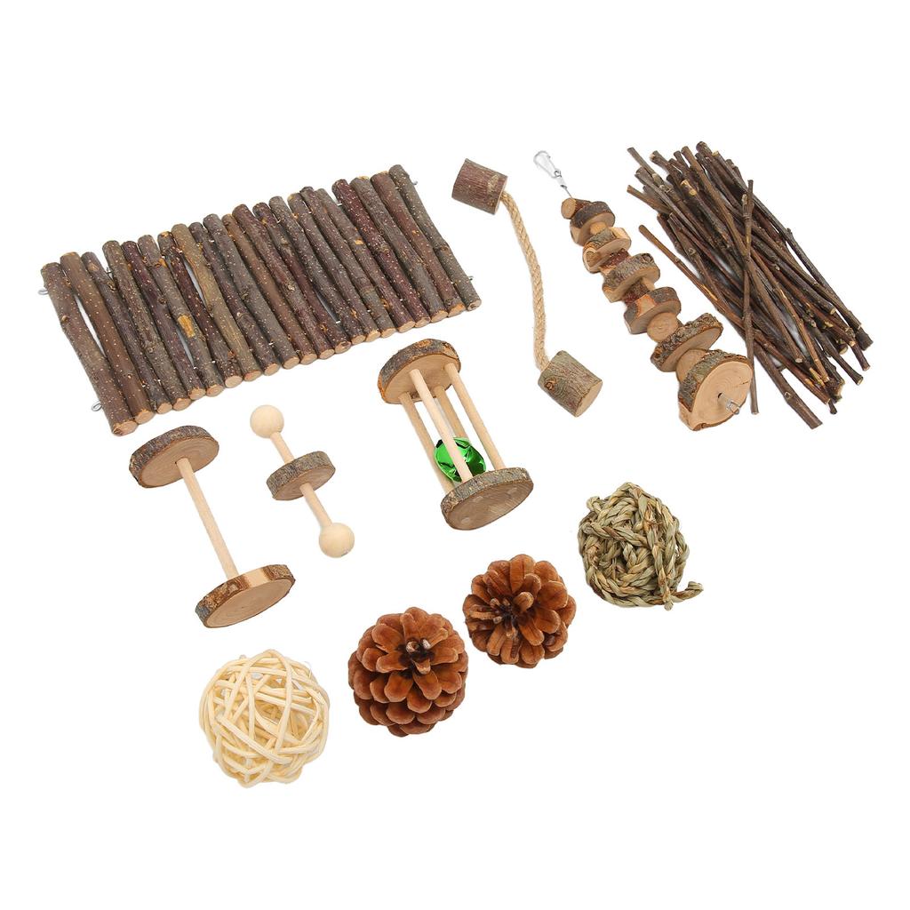 Набор игрушек для хомяков, туннель для скрежетания зубами, жевательная нить, трава, ротанговый мяч, деревянные палочки, моляры для маленьких животных