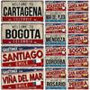Chile Argentina Ecuador Colombia License Plate Landmark Metal Sign City State Decorative Car Plate Garage Club Bar Wall Decor