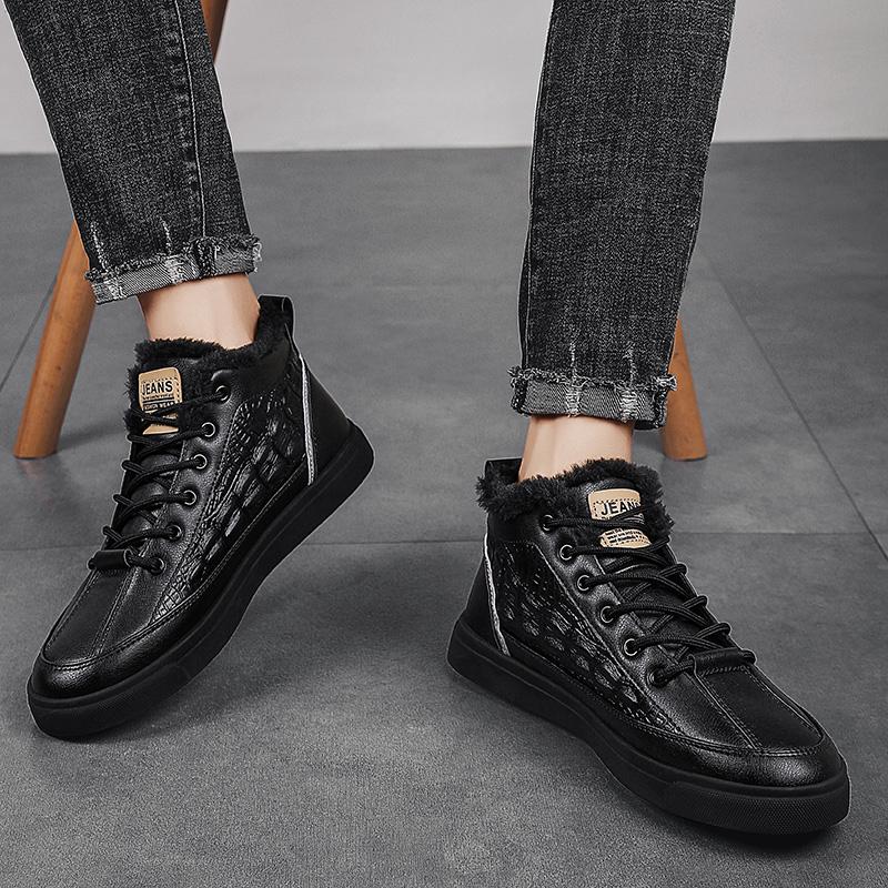 Мужские ботильоны Зимние высокие кожаные туфли Модные хлопковые ботильоны Деловая повседневная обувь для отдыха на природе Мужские кроссовки