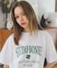 BONIEE Архитектурный Ретро Типографический Свободный Футболка Белый