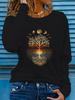 100% Pure Polyester Women's Spring and Autumn Loose Casual Fashion Paris Letter Graphic Printed Long Sleeved Round Neck T-Shirt