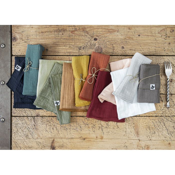 Lot de 2 essuie-mains "Gaïa" 50 x 70 cm "Gaze de Coton" - Gaïa Camel