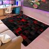 Large Red Black 3D Geometric Square Velvet Mat Plush Machine Washable Floor Mat Living Room Bedroom Corridor Modern Minimalist