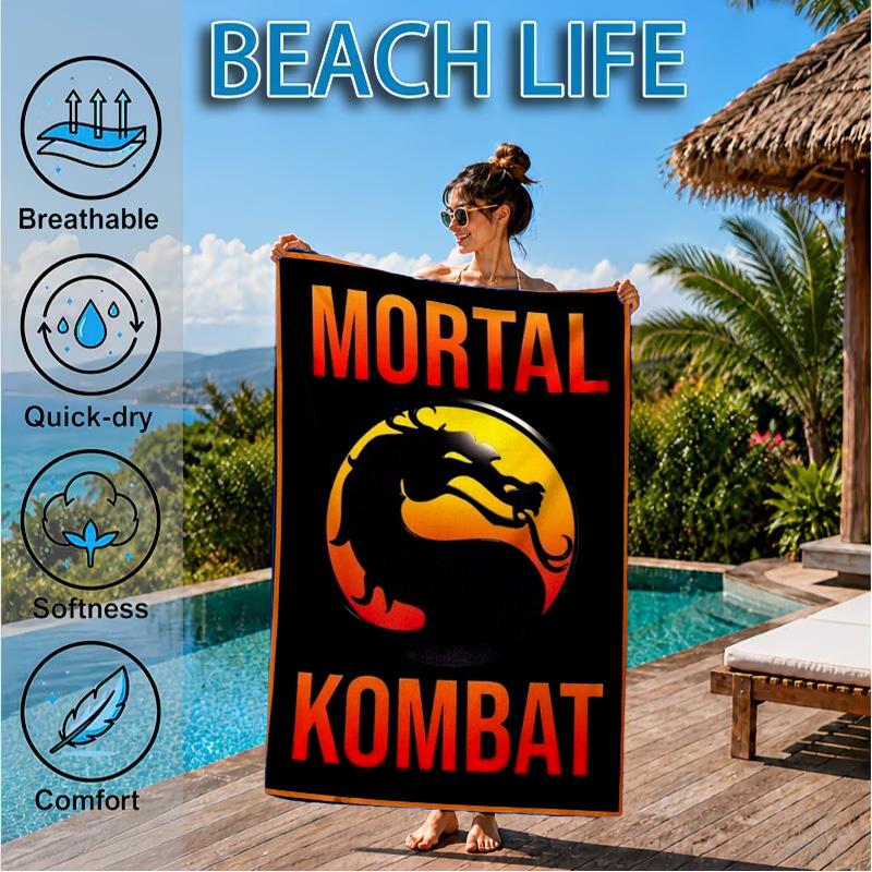 Dark Warrior's Mortal Kombat Beach Towel, Quick-drying, Easy to Care for, Suitable for Both Fitness and Beach Vacations,Sports Essential