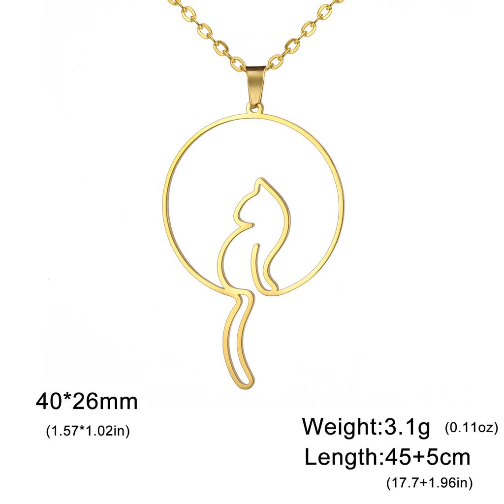 Cazador Cute Cat Long Tail Pendant Necklace for Women Stainless Steel Animal Kitten Charm Necklace Wholesale Gift Jewelry