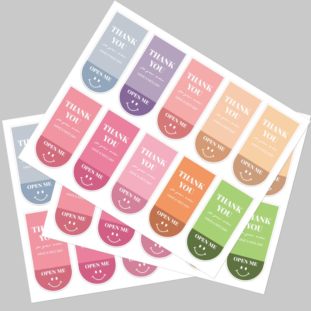 Stickers Cute Expression Rectangular Sticker Gift Box Sealing Label Self-adhesive Packaging Gift Box Sticker Seal Sticker Fast Food Takeout Package