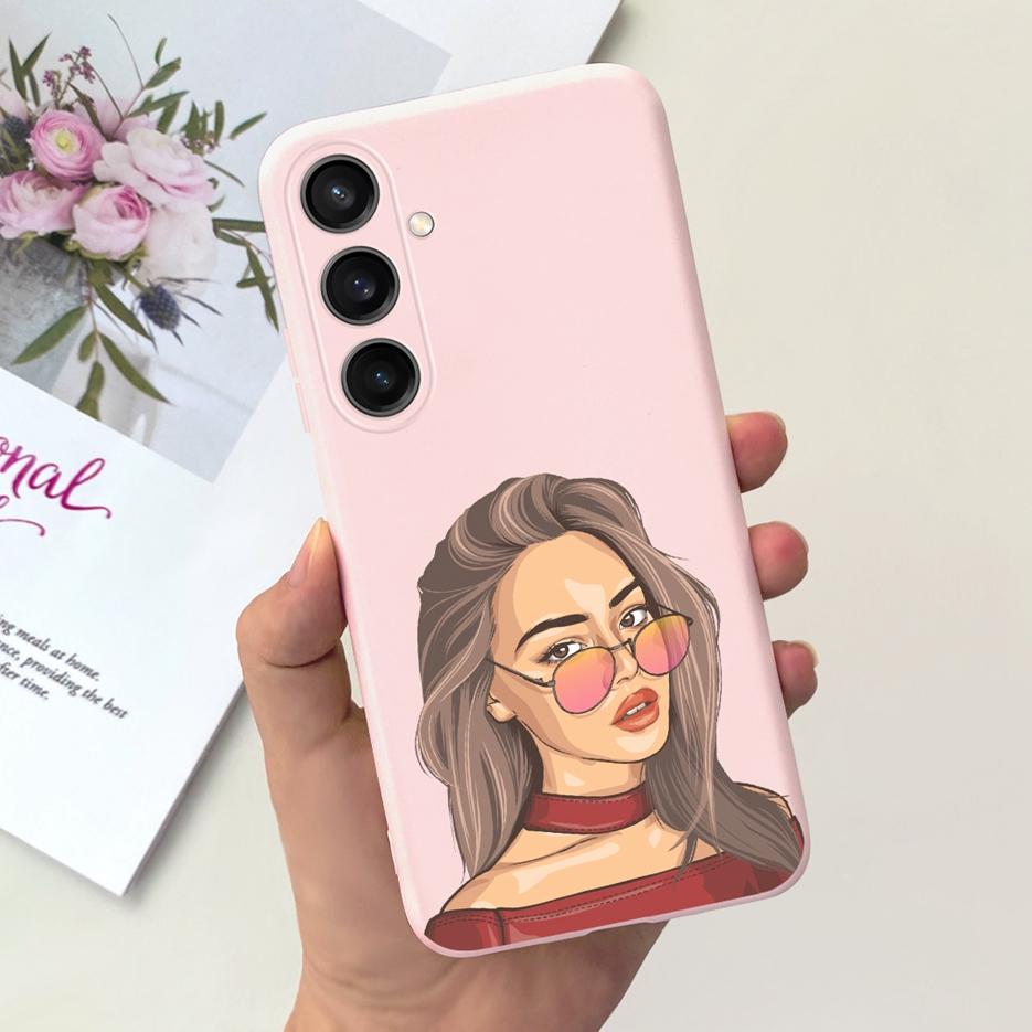 Чехол для Samsung Galaxy A55 Красивый мультяшный дизайн Девочки Подсолнух Мягкий ТПУ Чехол для телефона Для Samsung A15 A25 A35 A55 5G Fundas Coque