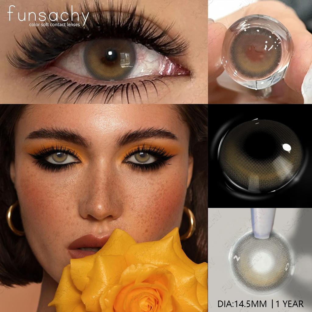FUNSACHY New Colored Contact Lenses for Eyes 1Pair Brown Natural Eye Lenses Cosmetic Beauty Pupils Yearly Y2K Blue Eye Contacts