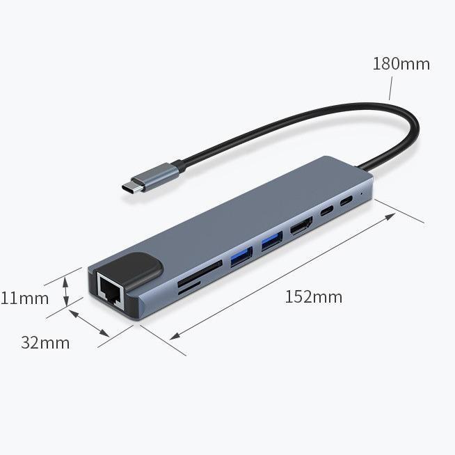 USB-концентратор 8-в-1 Type-C с Ethernet и HDMI