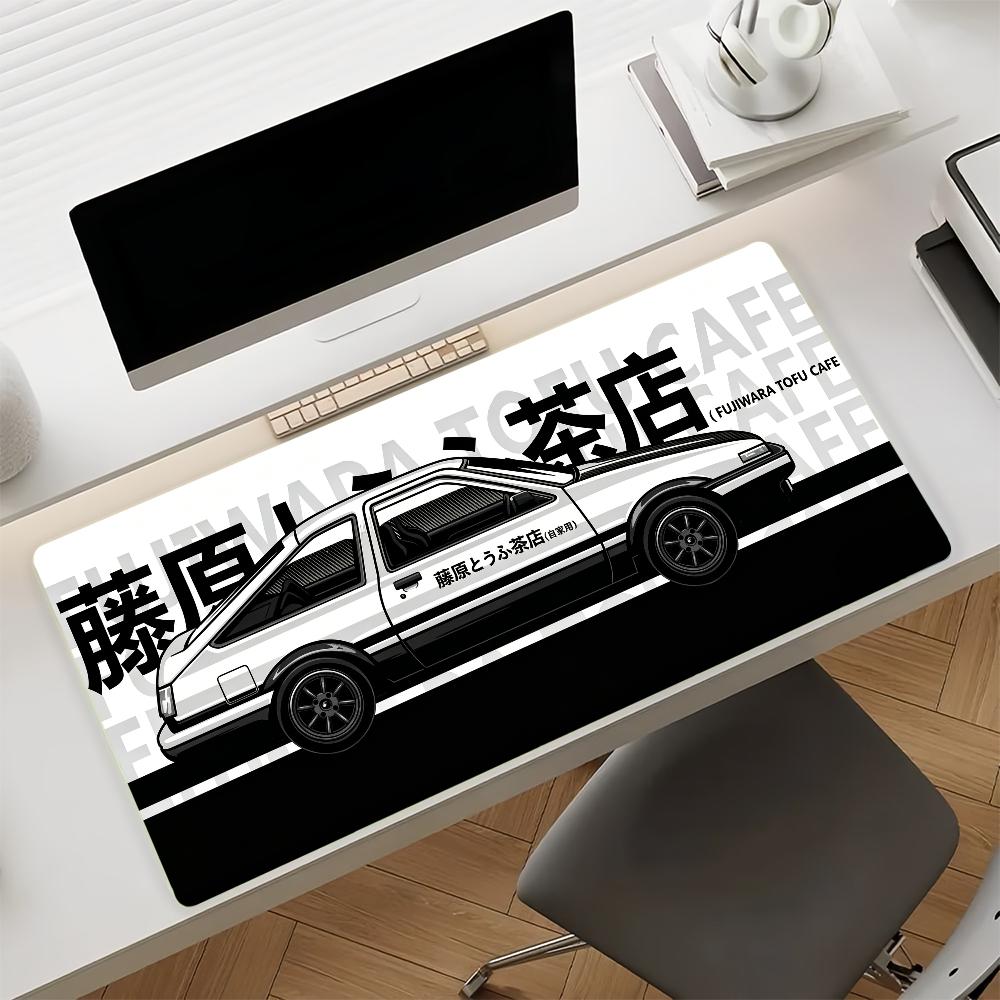 Черно-белый игровой коврик для мыши Initial D с противоскользящей резиновой основой, большой коврик для клавиатуры ПК, ноутбука, стола для офиса, студента, дома
