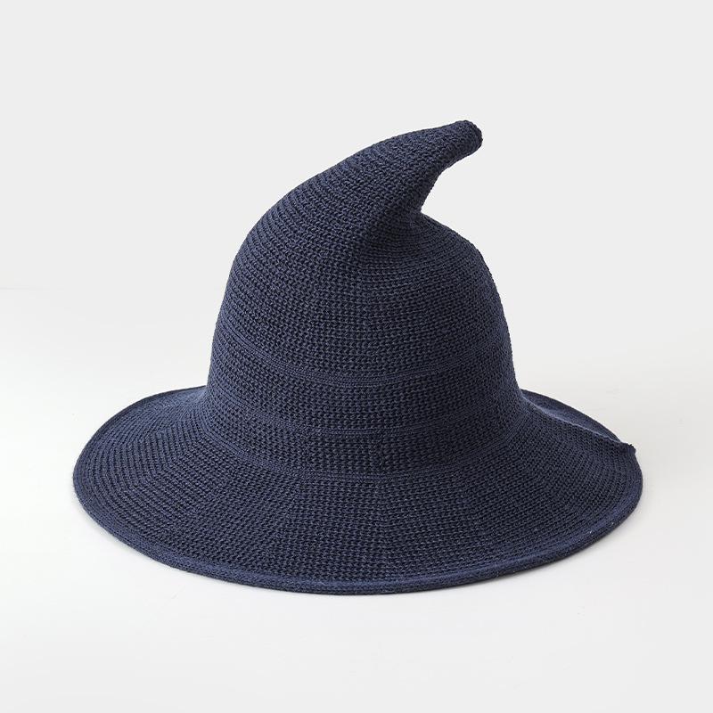 Spring and Autumn Children's Wizard Hat Witch Hat Cotton Yarn Knitted Hat Halloween Foldable Witch Hat Women's