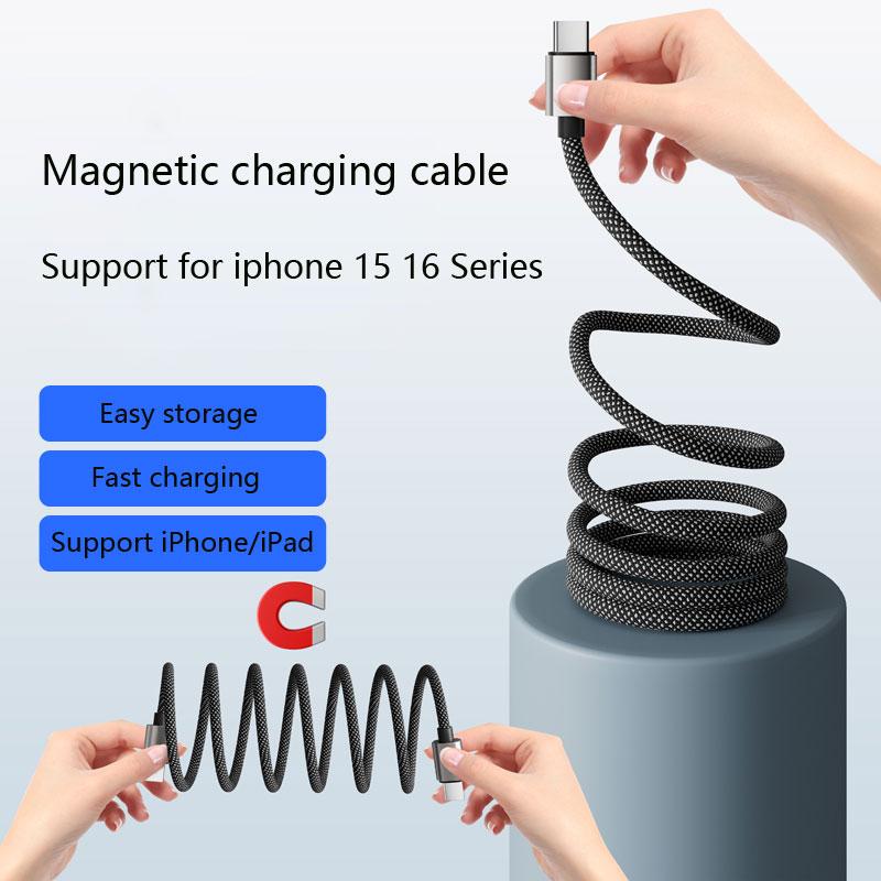 Магнитный поглощающий нанокабель для передачи данных, совместимый с мобильными телефонами Apple и Android, сверхбыстрый кабель для зарядки с оплеткой
