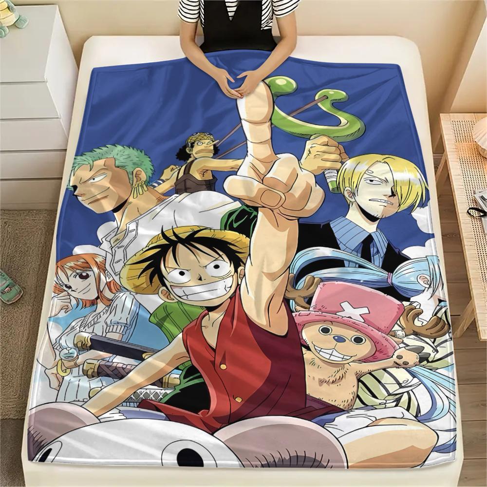 Фланелевое одеяло с принтом персонажей One Piece, Высококачественное, Удобное для всех сезонов, Декор для дома, Тепло и уют, Идеально для рождественских подарков