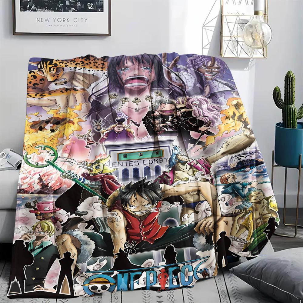 Фланелевое одеяло с принтом персонажей One Piece, Высококачественное, Удобное для всех сезонов, Декор для дома, Тепло и уют, Идеально для рождественских подарков