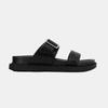 Comfortable Black Mules with Silver Buckle and Double Strap Woman