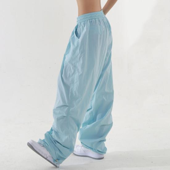 Женские спортивные брюки с регулируемым шнурком, длинные широкие брюки, однотонные, с эластичной резинкой на талии, для путешествий и отдыха