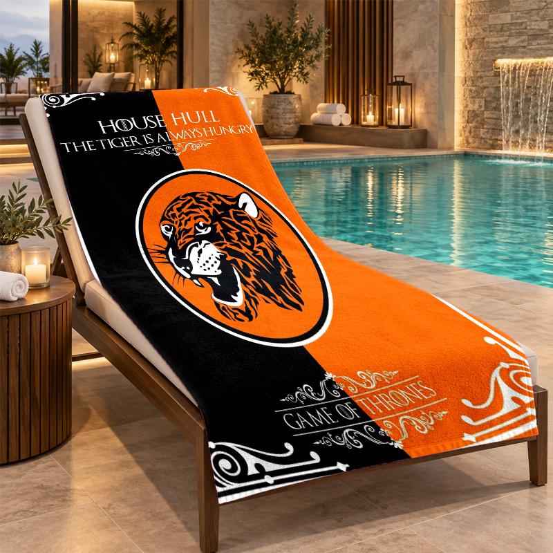 Beach Towel with Hull City Design, Quick Dry Lightweight Towel for Swimming Pool Travel