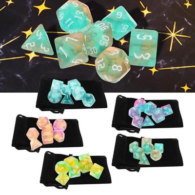 Набор акриловых многогранных кубиков, D8 D10 D12 D20, барные игрушки с мешочком для DND RPG, ролевой настольной игры, обучения математике