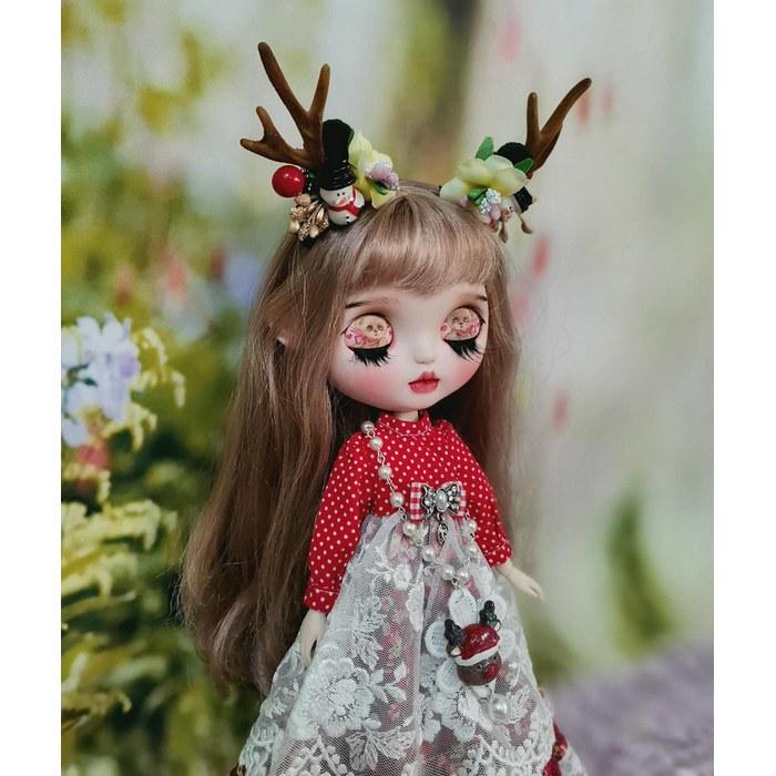 Blythe Outfit Obitsu24/Likachan/Azone/Jenny 1/6 Doll Clothes Antler Decoration Dress One Size