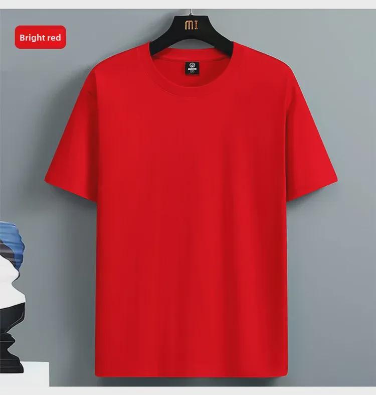 2024 Мужская молодежная футболка свободного кроя из хлопка с коротким рукавом