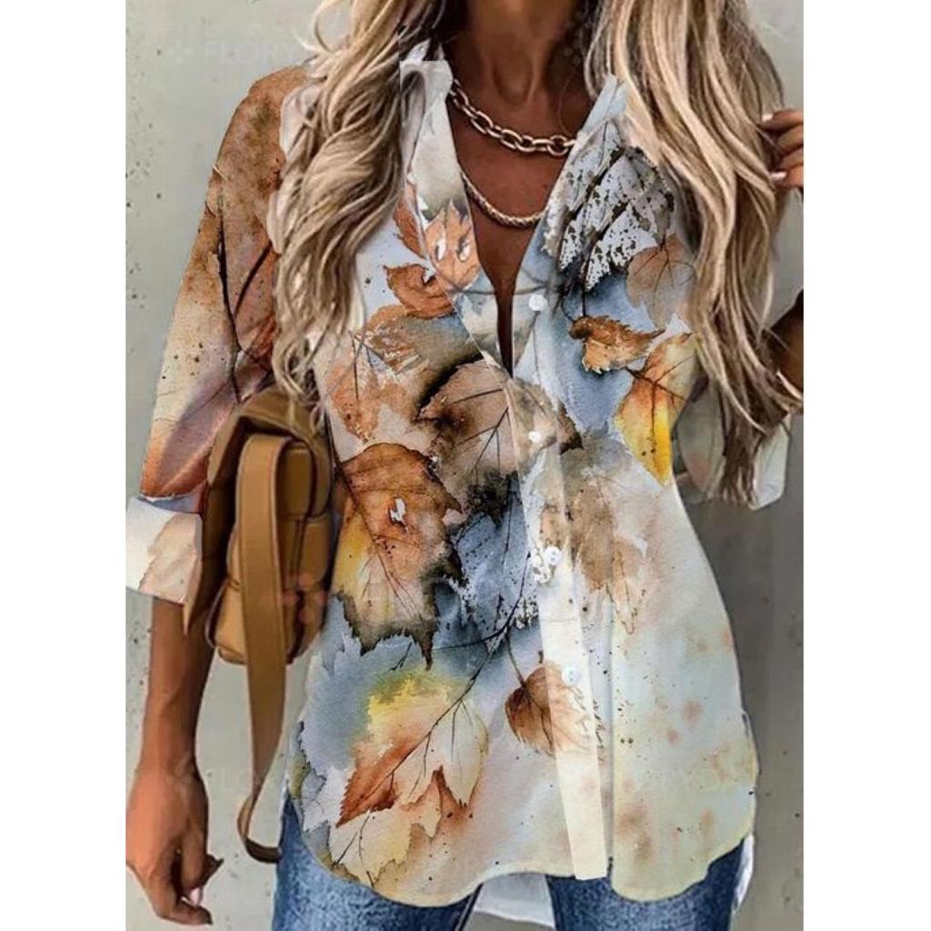 Women's Spring Fashion Casual Street Button Shirt Elegant and Comfortable Long Sleeve Loose Blouse Top Office Lady Clothing