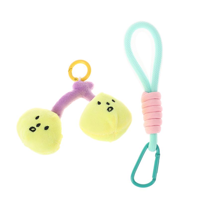1Pc Cute Plush Cherry Keychains Funny Expression Car Keys Keychains Korean Style