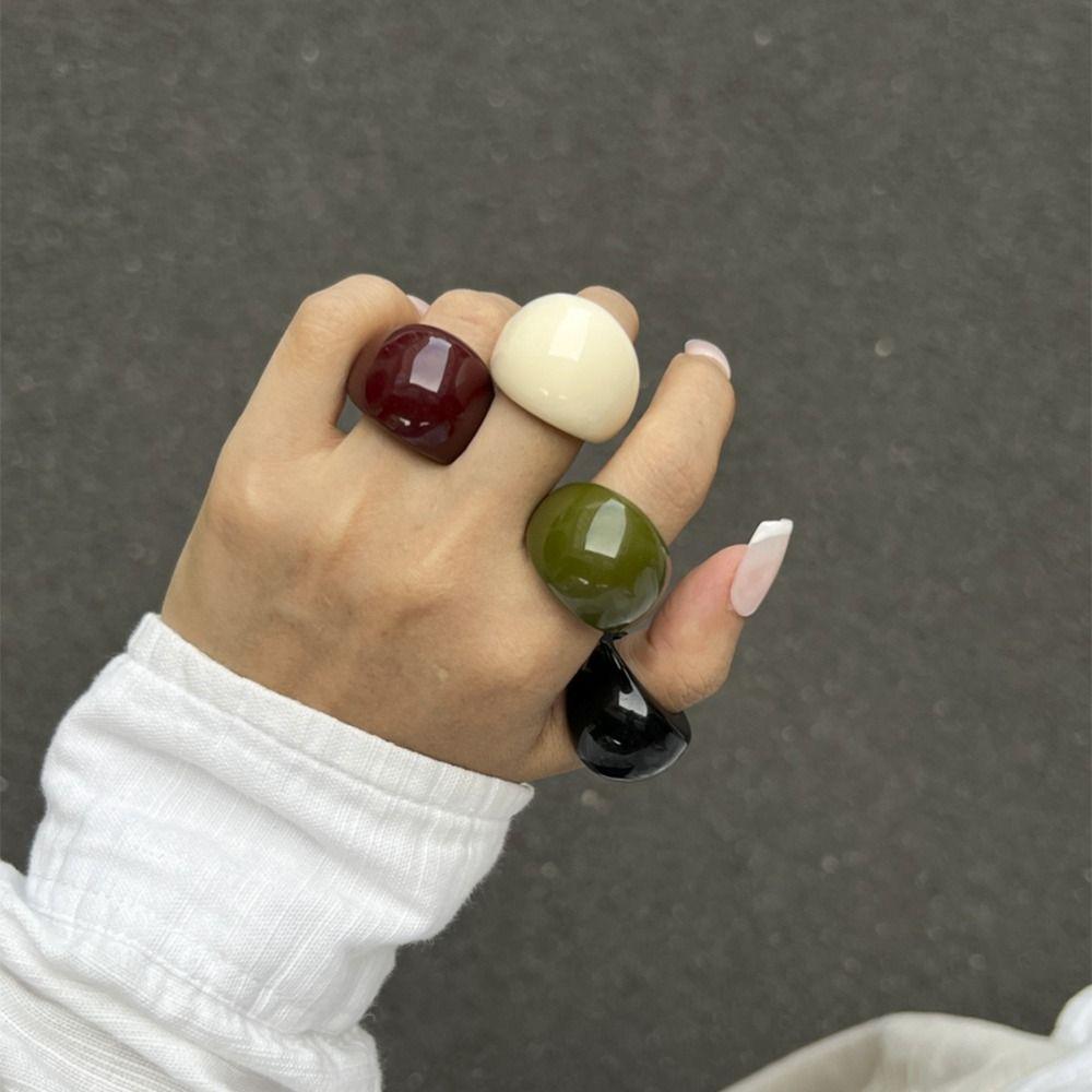 Кольца большого размера неправильной формы из смолы, геометрические кольца, кольца на фаланги, винтажные кольца из смолы, модная бижутерия