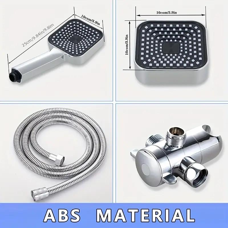 Квадратный ручной душевой набор 2 в 1 с кронштейном, трехходовым распределителем воды, взрывозащищенным шлангом, квадратным маленьким подвесным душевым набором