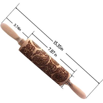 Деревянная скалка с узором пейсли, скалка с тиснением и гравировкой модного узора для выпечки, печенья, пирожных, пиццы, помадки, пирогов, мастики, теста, глины, лучшая