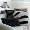 Modern Simple Black and White Pillow, Light Luxury Retro Lumbar Pillow, Living Room Sofa Pillow, Furry Bay Window Cushion Cover with Core