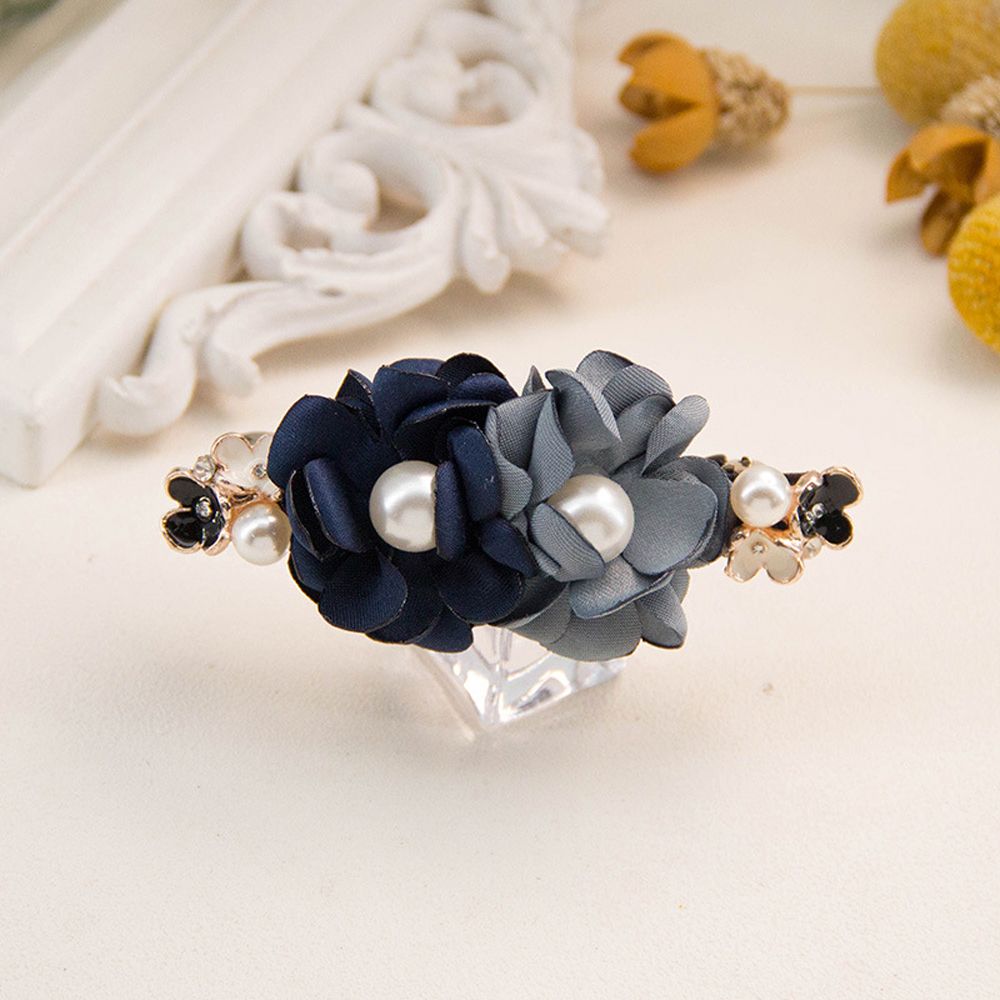 Simple Pearl Flower Cloth Headdress Hairnet Mesh Snood Korean Style Headwear Women Spring Clip