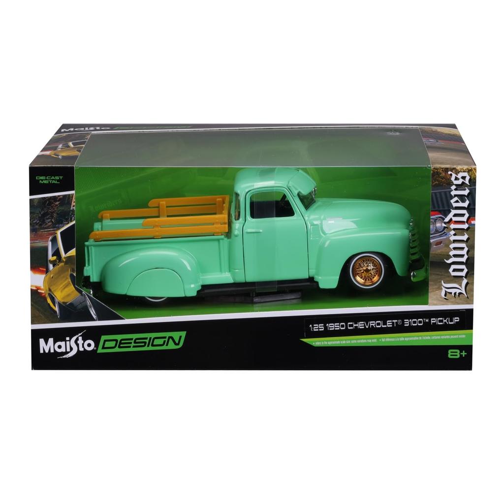 Maisto 1/25 Scale Chevrolet 3100 Pickup 1950 Green Custom Lowriders Series / Diecast Model Car, Finished Product 32545