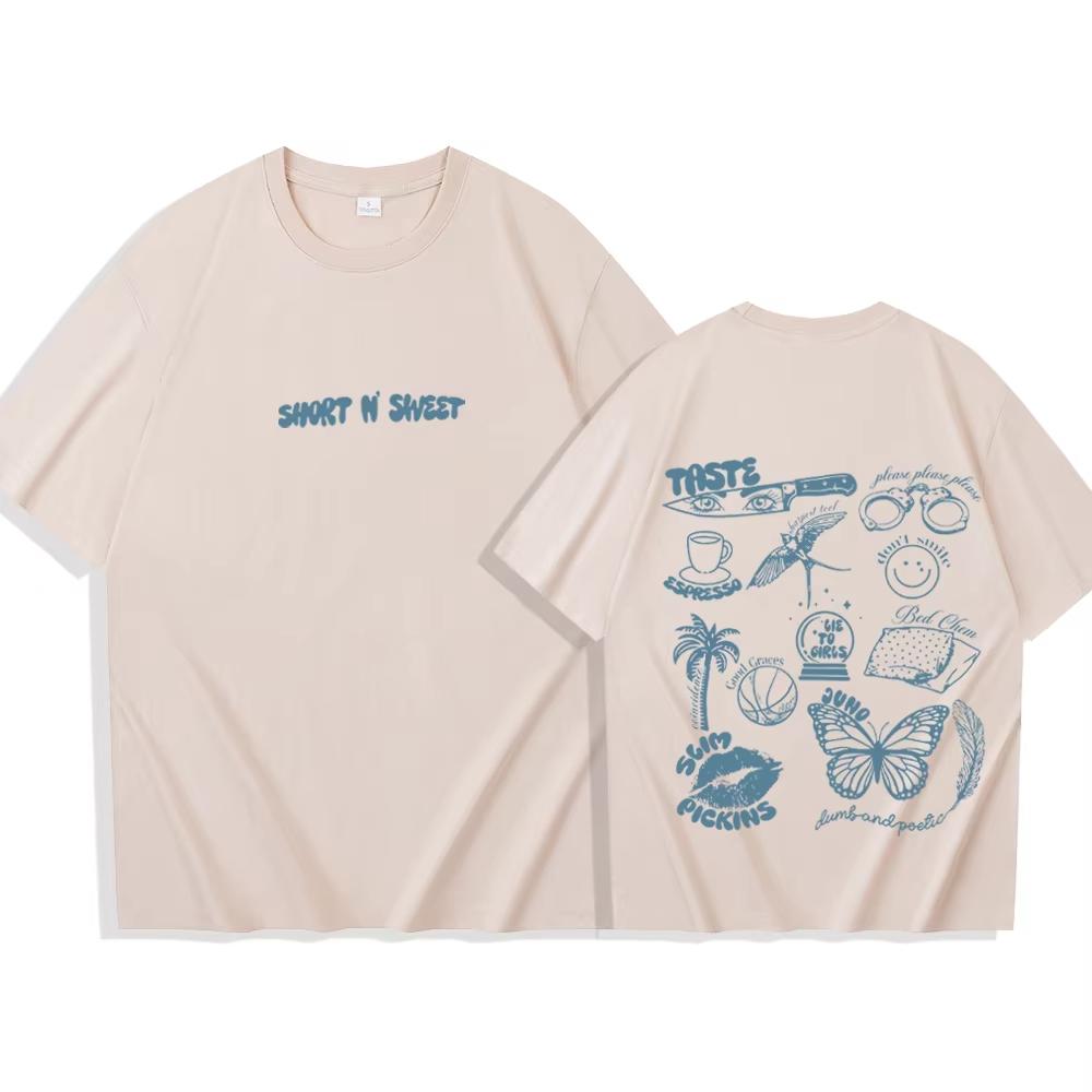 Футболки Sabrina Carpenter Short N' Sweet Мерч Sabrina Carpenter Харадзюку Круглый вырез винтажная футболка