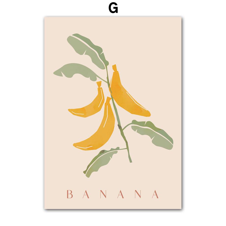 Грейпфрут Малина Вишня Банан Лимон Плакаты и принты Холст Картина Скандинавские настенные художественные картины для декора кухни