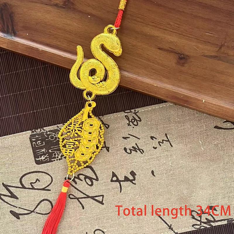 1 шт. Новогодние украшения для дома и автомобиля 2025 год Змеи позолоченный пластиковый кулон с изображением зодиака Змея Юаньбао с предсказанием