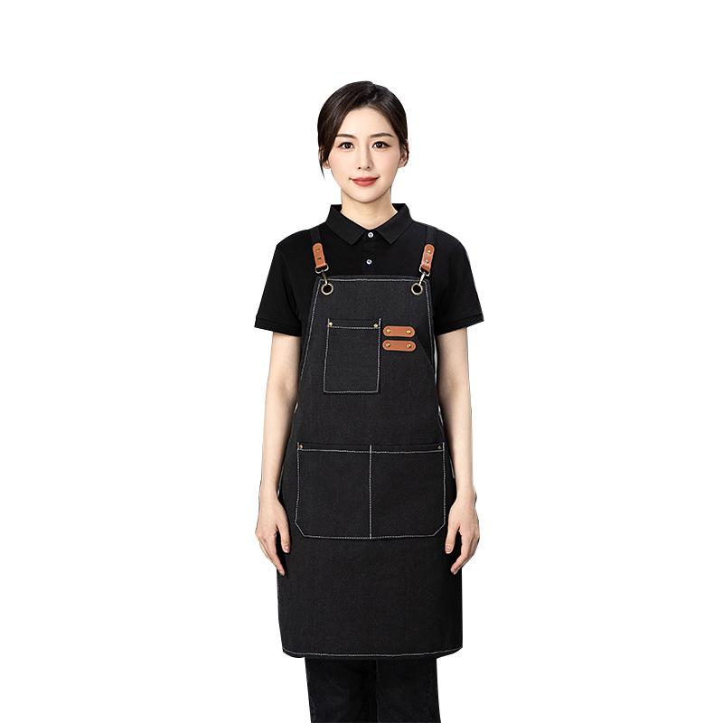 Canvas Kitchen Apron - Thick, Printed Waist Apron for Cafe, Waiter, and Milk Tea Shop