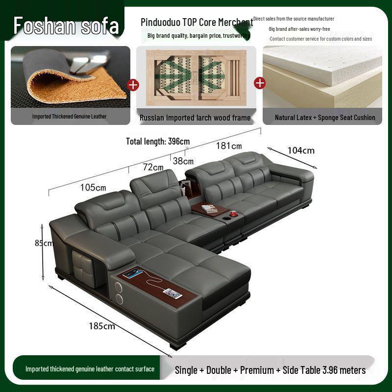 Medium-Thick Leather Corner Sofa for Small to Medium Living Rooms