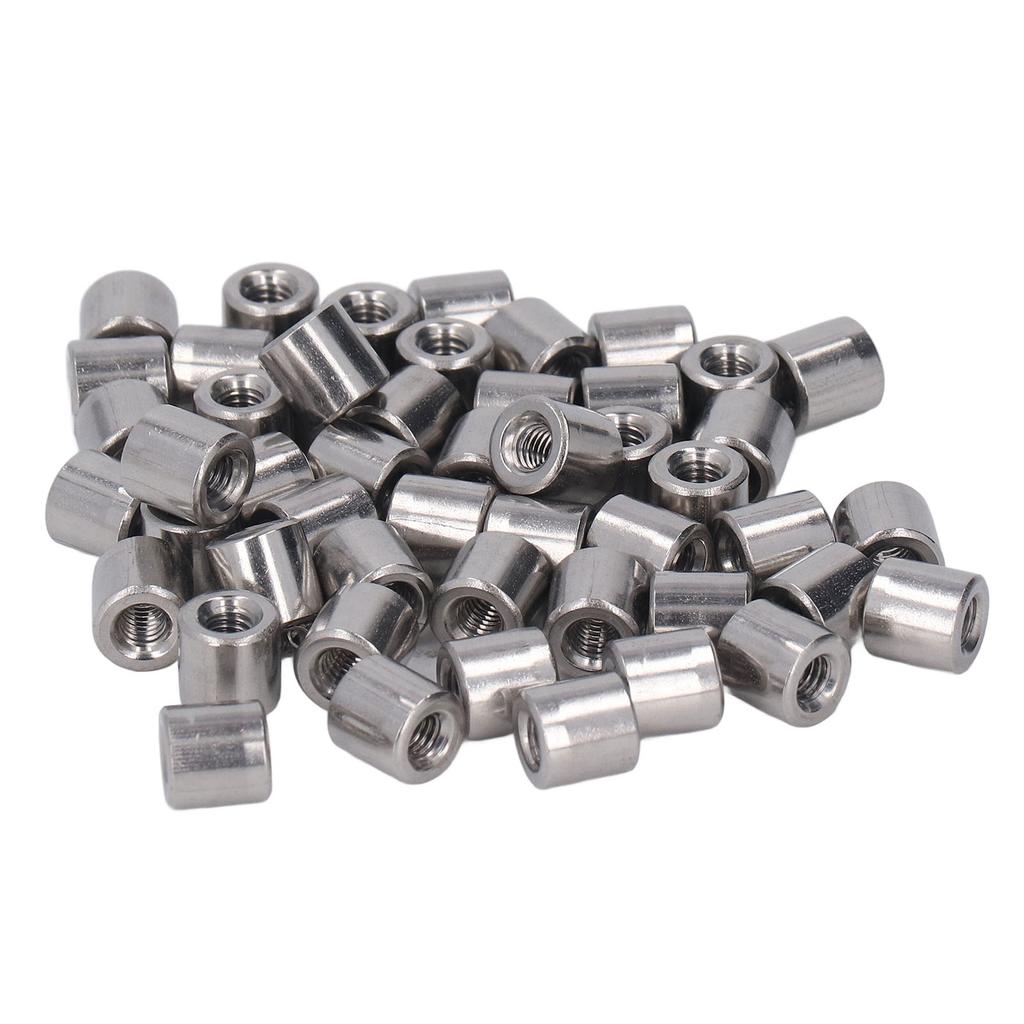 50Pcs Coupling Nut Round M4 Stainless Steel Rod Connector Nut Female Thread Fastener