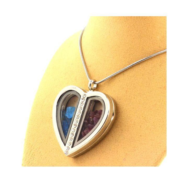 Stones and Minerals. Ruby + Raw Neon Blue Apatite Necklace. Heart Model.