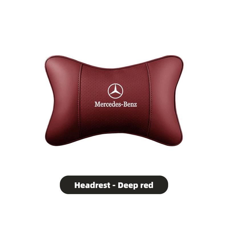 CRJ1 Car Leather Headrest Neck Pillow Waist Lumbar Support Cushion For Mercedes Benz AMG E S C A B Class GLE GLS CLA CLE GLC CLS GLA
