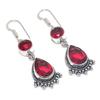 Natural Garnet Gemstone Handmade 925 Sterling Silver Earring 2.05" V4f63