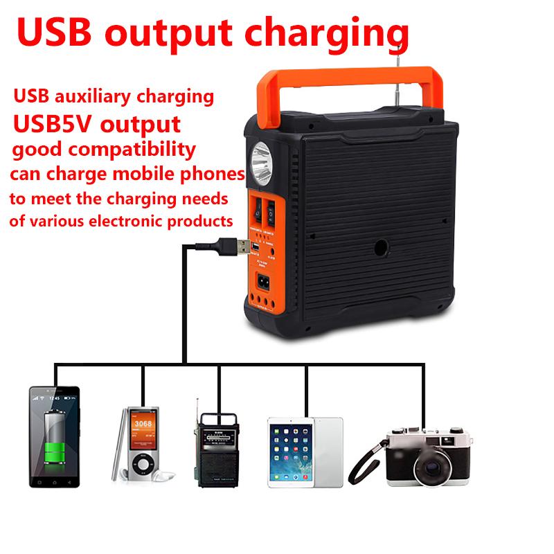 Solar Light Solar Power Panel Generator Kit with 3 LED Bulbs Bluetooth Radio Speaker for Outdoor Camping Emergency Power Supply